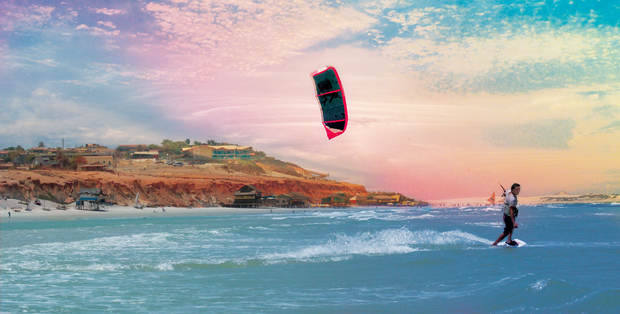 Kitesurf em praia de Canoa Quebrada