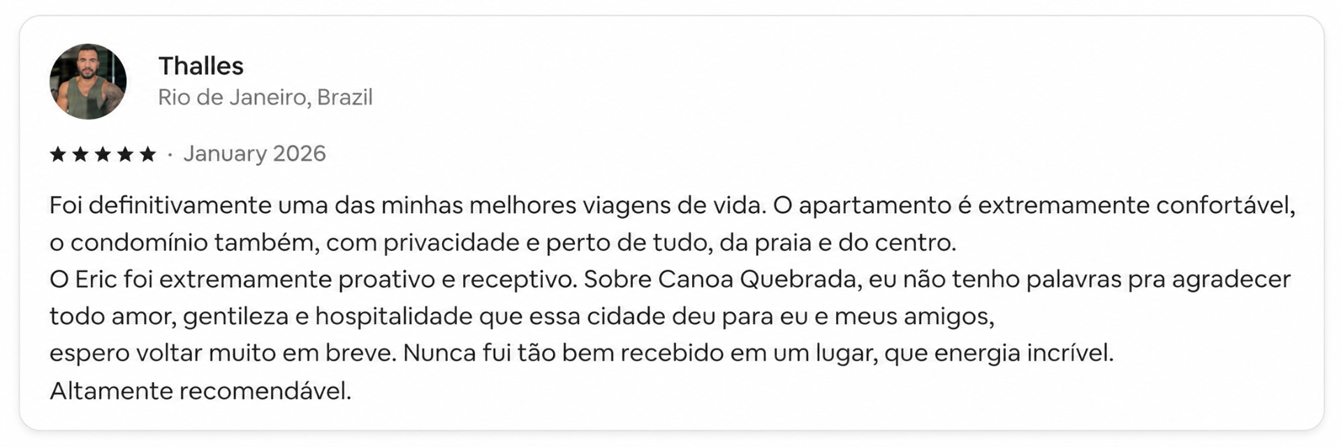 Avaliação Airbnb de Thalles