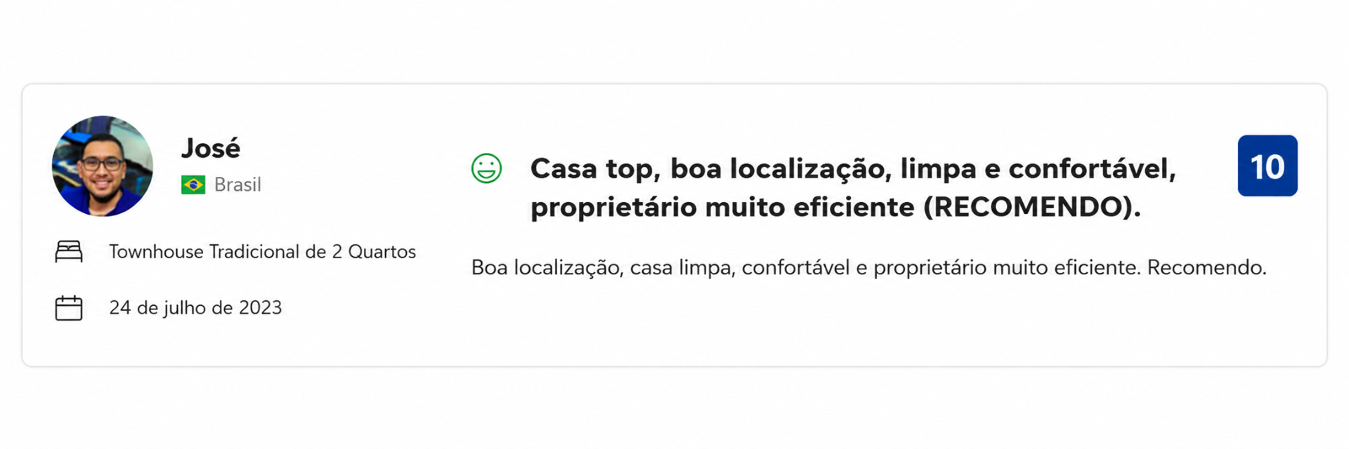 Avaliação Booking de José