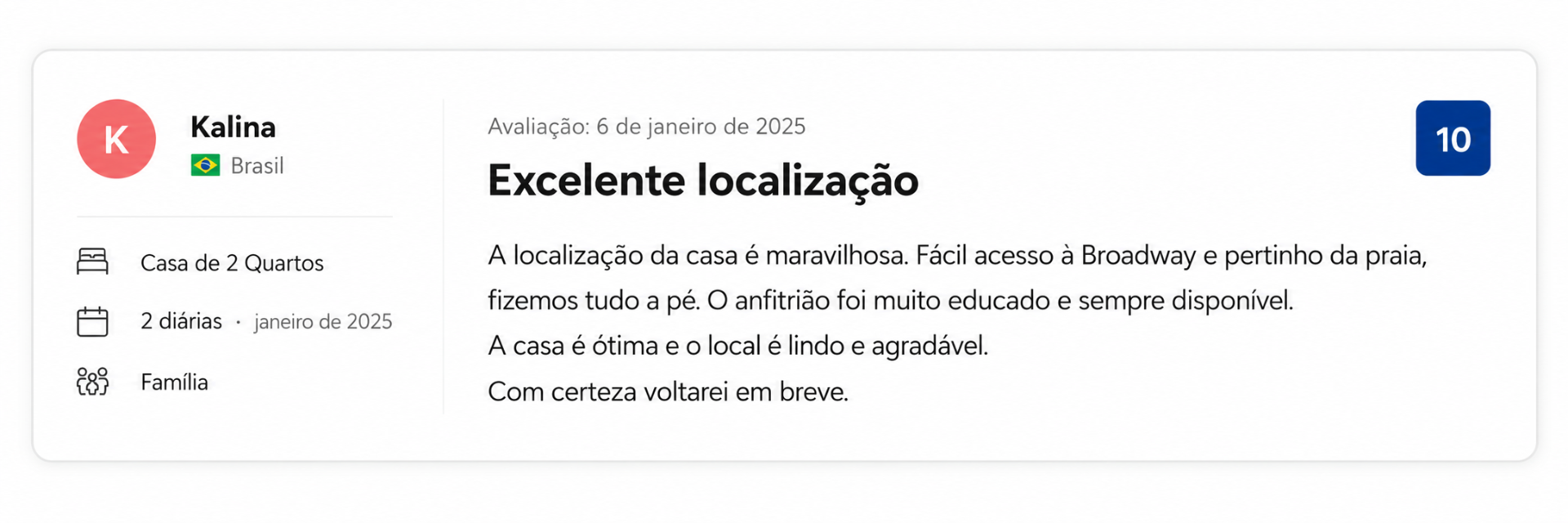 Avaliação Booking de Kalina